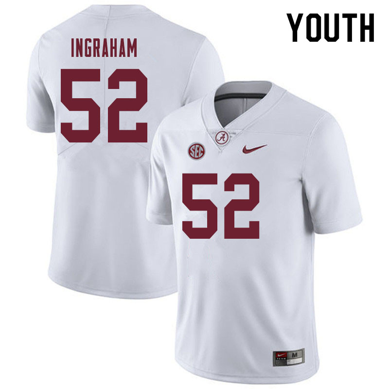 Youth #52 Braylen Ingraham Alabama Crimson Tide College Football Jerseys Sale-White